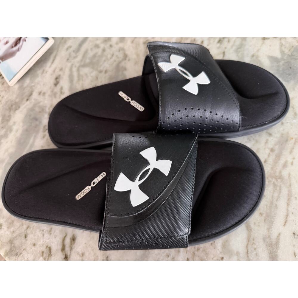 Under Armour Men's Ignite VI Adjustable Slides Sandals Black Size 12